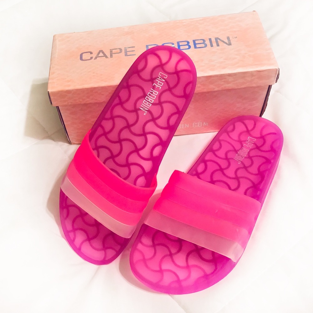 Neon Pink Jelly Slides
